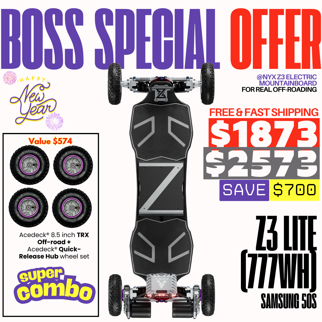 Acedeck® Nyx Z3 Off-road Electric Skateboard 2.0-Best off-road electric skateboard【Boss Special Offer】