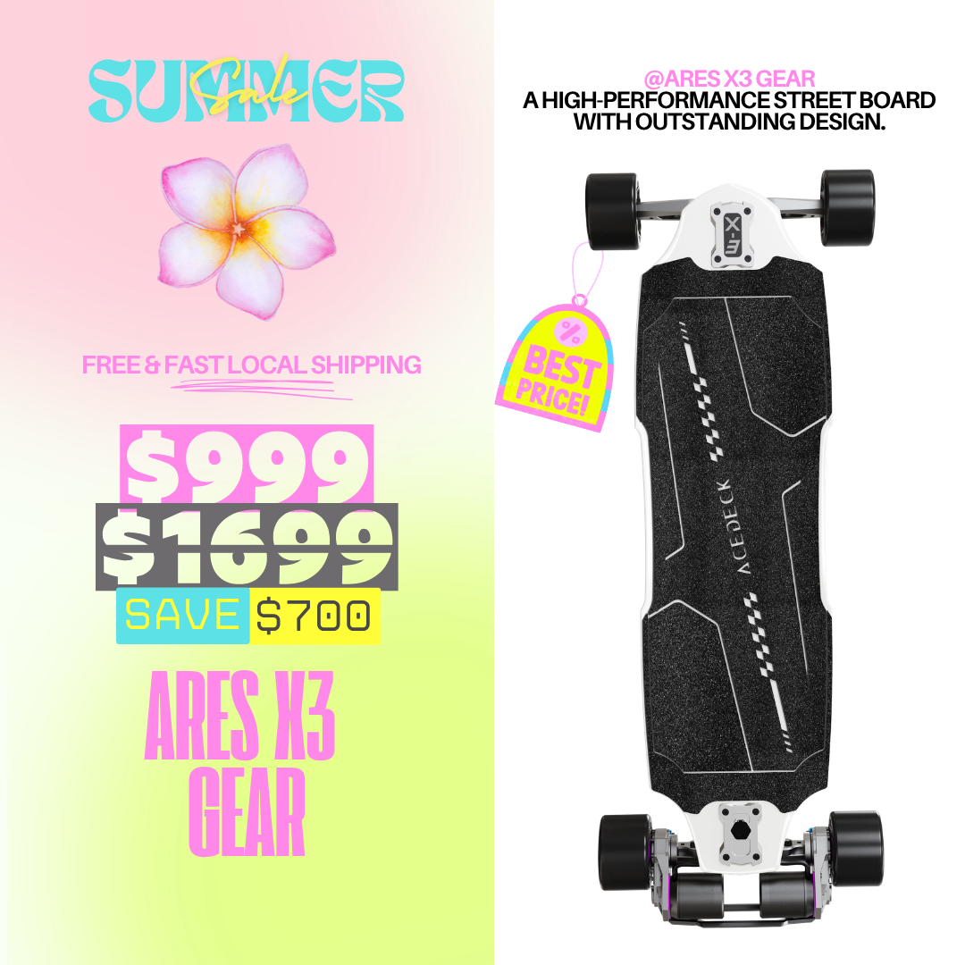 Acedeck® Ares X3 GEAR Electric Skateboard-Most Powerful Electric Skateboard for Street/Carbon Fiber