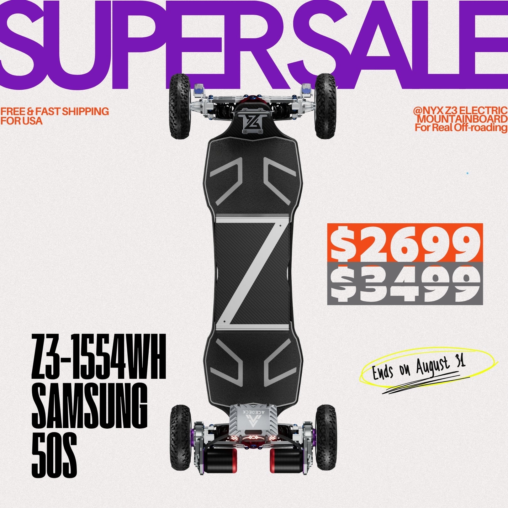 Acedeck® Nyx Z3 Off-road Electric Skateboard-【Super Sale】