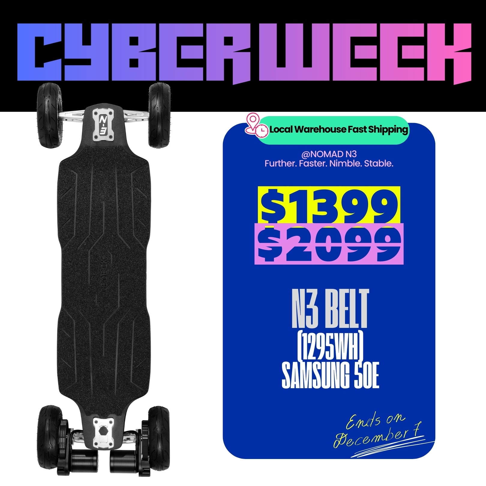 Acedeck® Nomad N3 Electric Skateboard