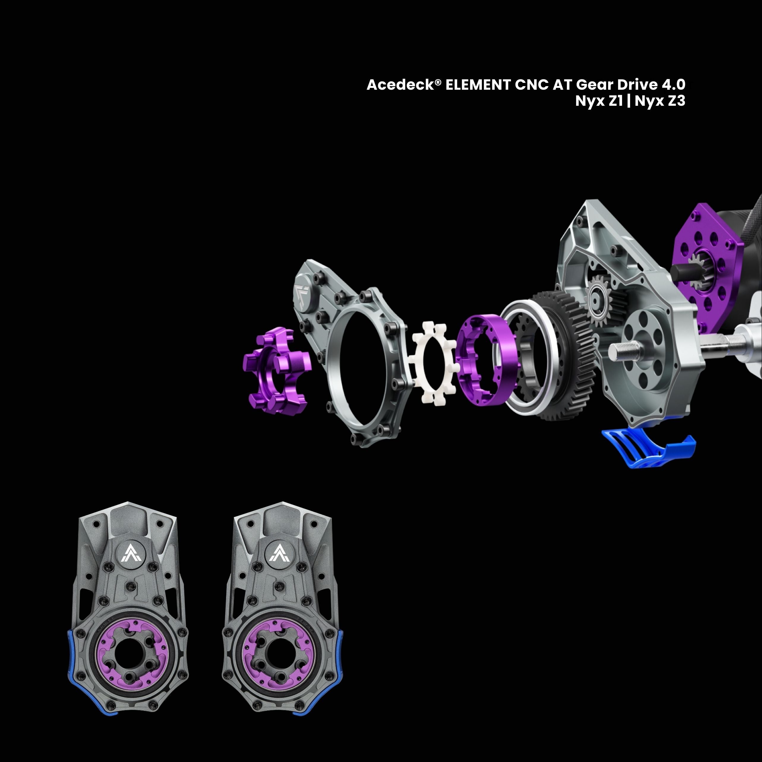 Acedeck® ELEMENT CNC AT Gear Drive 4.0/4.3 Kit-100% Steel