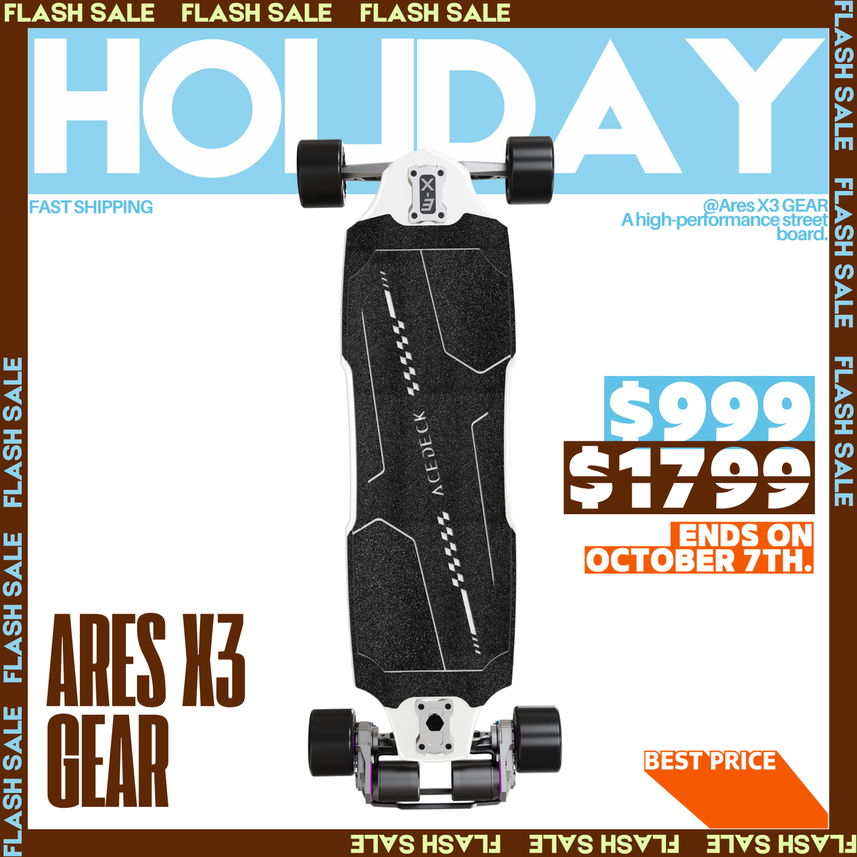 Acedeck® Ares X3 GEAR Electric Skateboard-Most Powerful Electric Skateboard for Street/Carbon Fiber Acedeck® Electric Skateboards