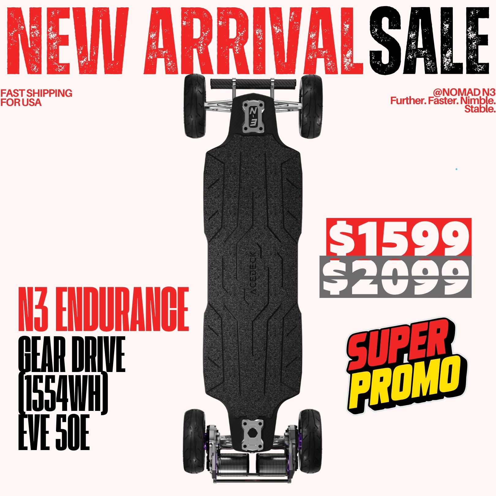 Acedeck® Nomad N3 Electric Skateboard【Clearance Sale】