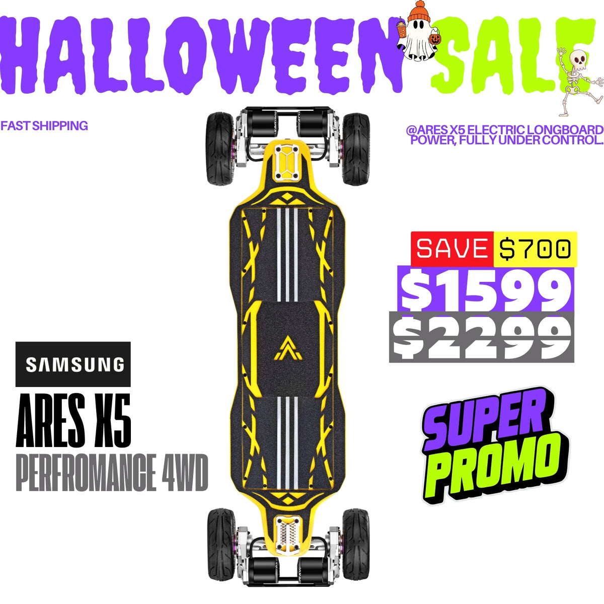 Acedeck® Ares X5 Electric Skateboard-High Performance All-terrain/ Carbon Fiber Acedeck® Electric Skateboards