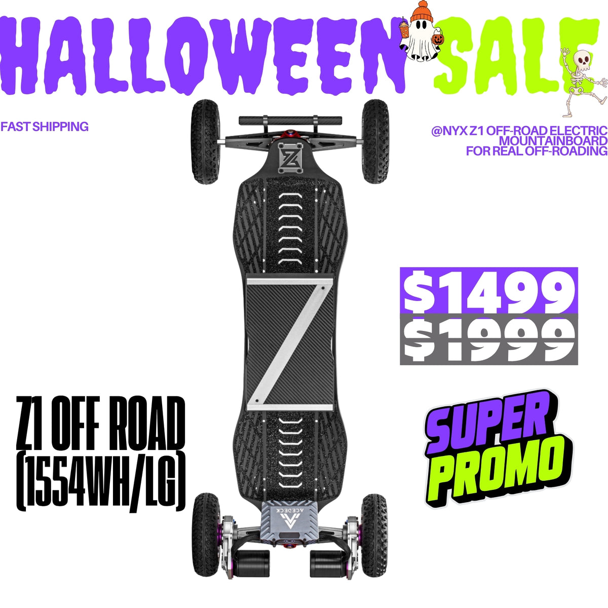 Acedeck® Nyx Z1 Electric Skateboard 2.0-Best Off Road Electric Skateboard Acedeck® Electric Skateboards