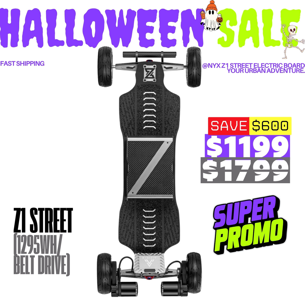 Acedeck® Nyx Z1 Electric Skateboard 3.0-Best Off Road Electric Skateboard Acedeck® Electric Skateboards