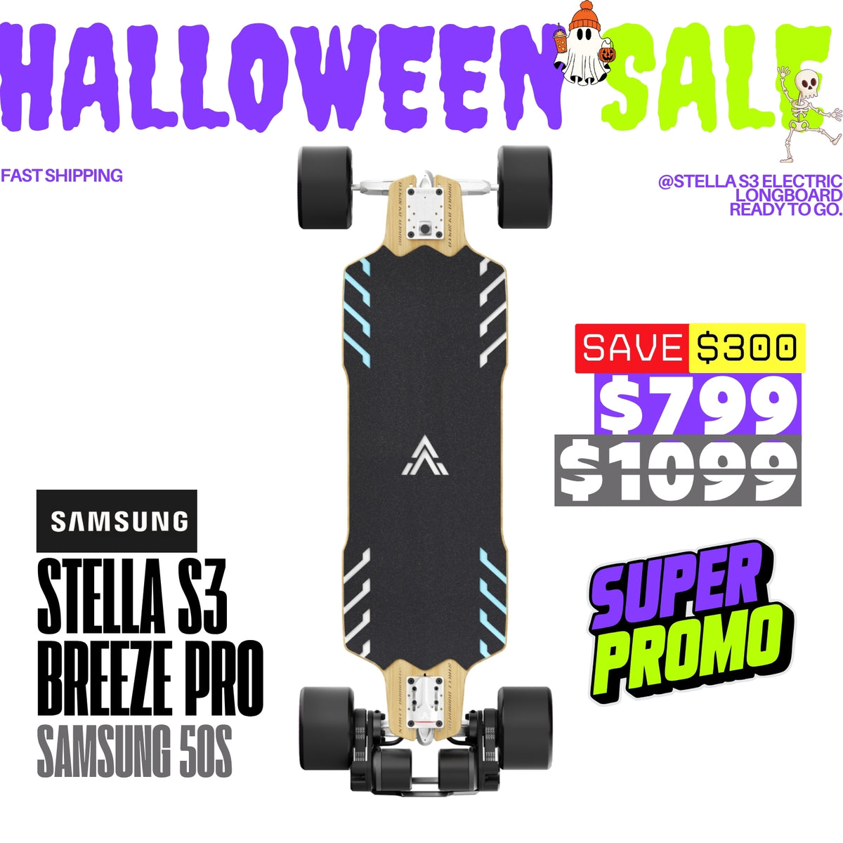 Acedeck® Stella S3 Breeze Electric Longboard-Powerful& Long Range Acedeck® Electric Skateboards