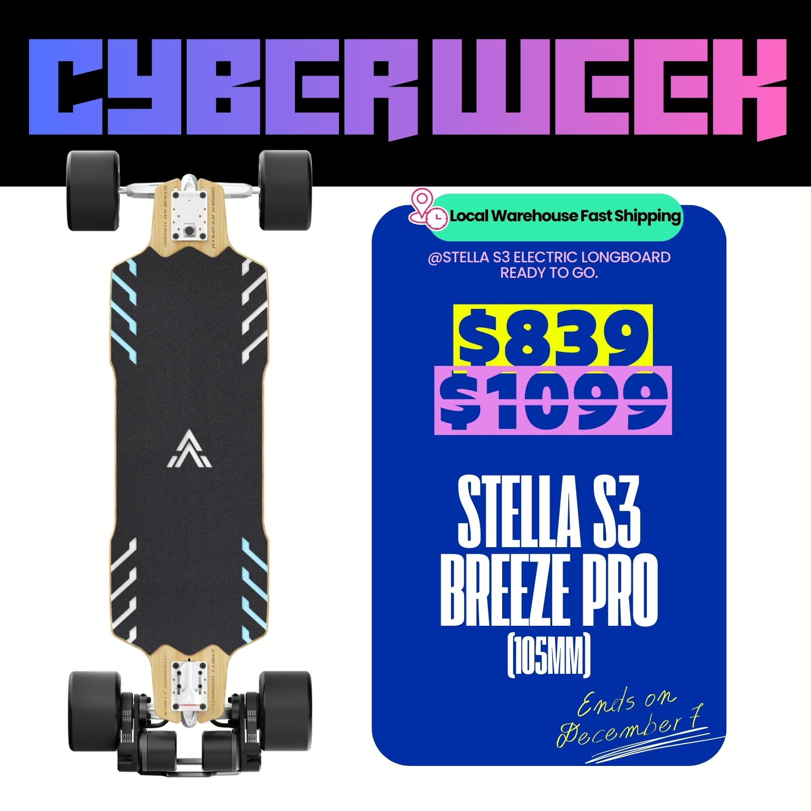 Acedeck® Stella S3 Breeze Electric Longboard
