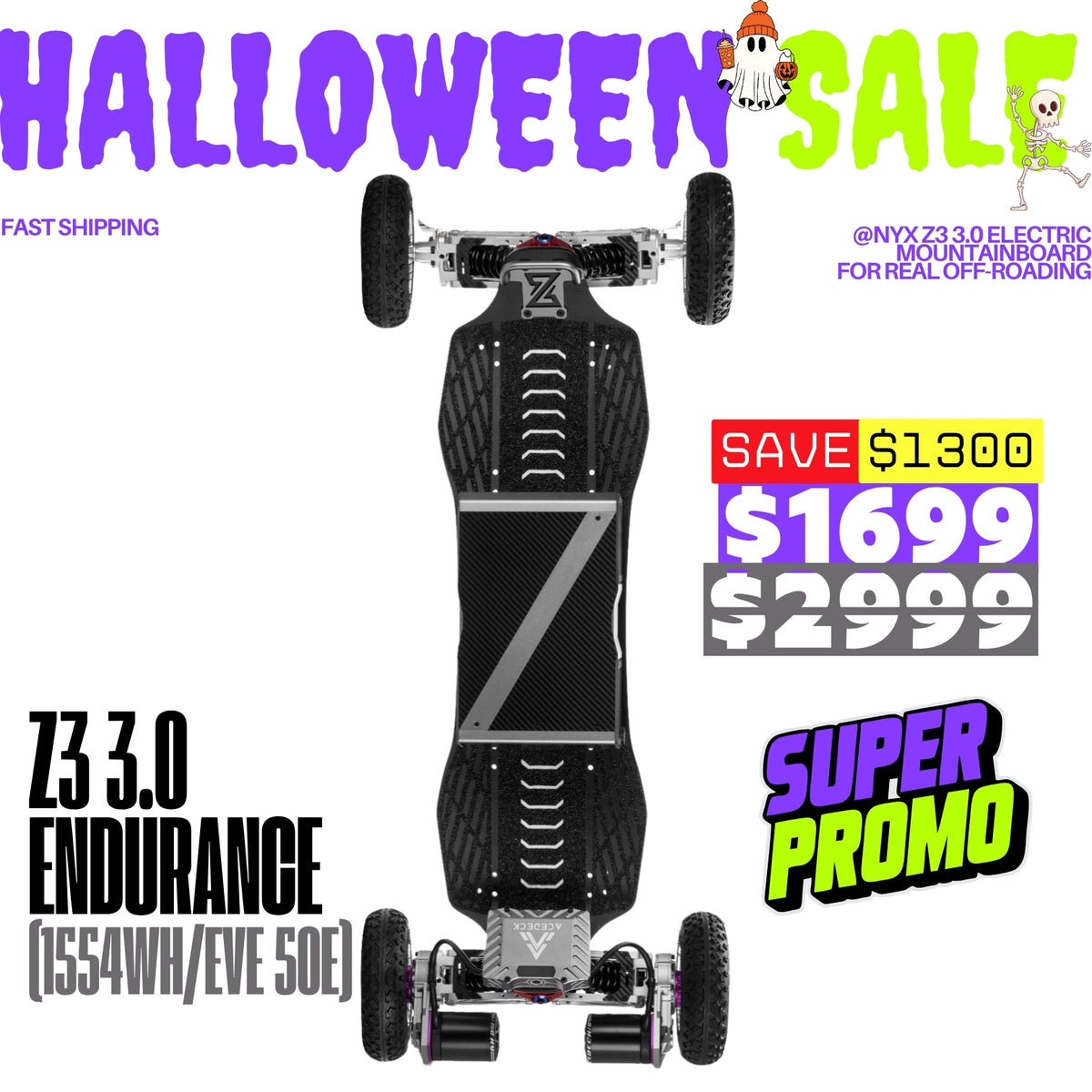 Acedeck® Nyx Z3 Off-road Electric Skateboard 3.0-Best off-road electric skateboard Acedeck® Electric Skateboards