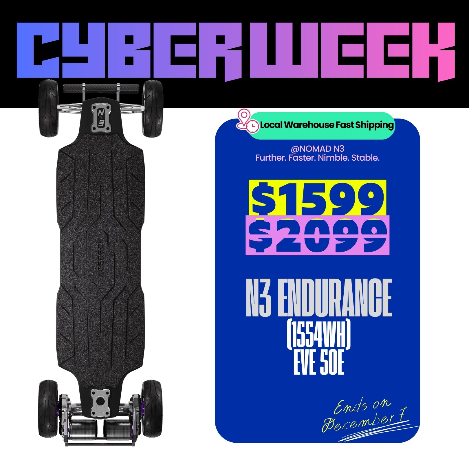 Acedeck® Nomad N3 Electric Skateboard