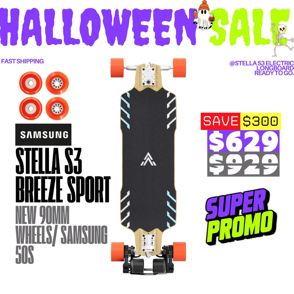 Acedeck® Stella S3 Breeze Electric Longboard-Powerful& Long Range Acedeck® Electric Skateboards
