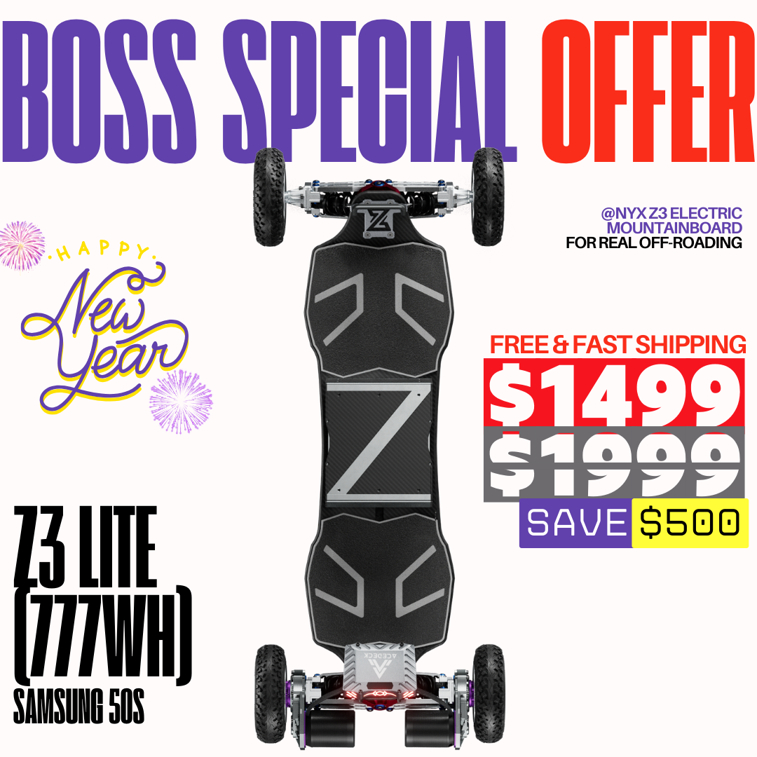 Acedeck® Nyx Z3 Off-road Electric Skateboard 2.0-Best for off-roading【Boss Special Offer】