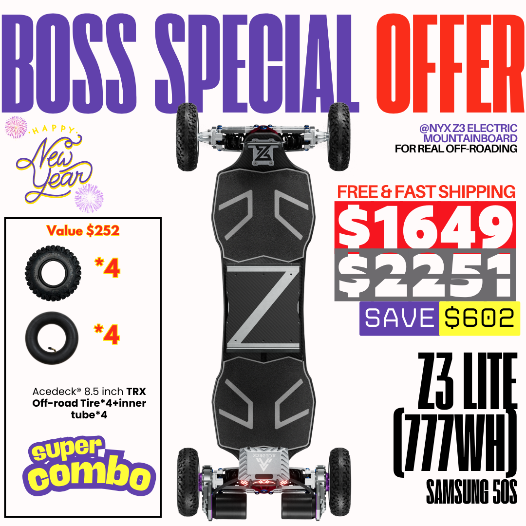 Acedeck® Nyx Z3 Off-road Electric Skateboard 2.0-Best for off-roading【Boss Special Offer】