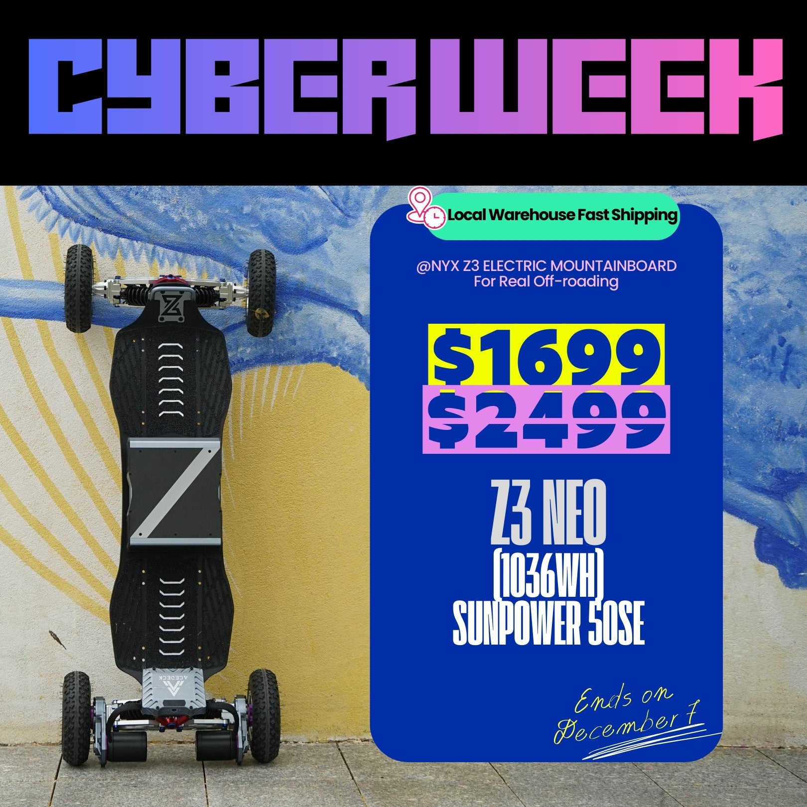 Acedeck® Nyx Z3 Off-road Electric Skateboard-Best for off-roading