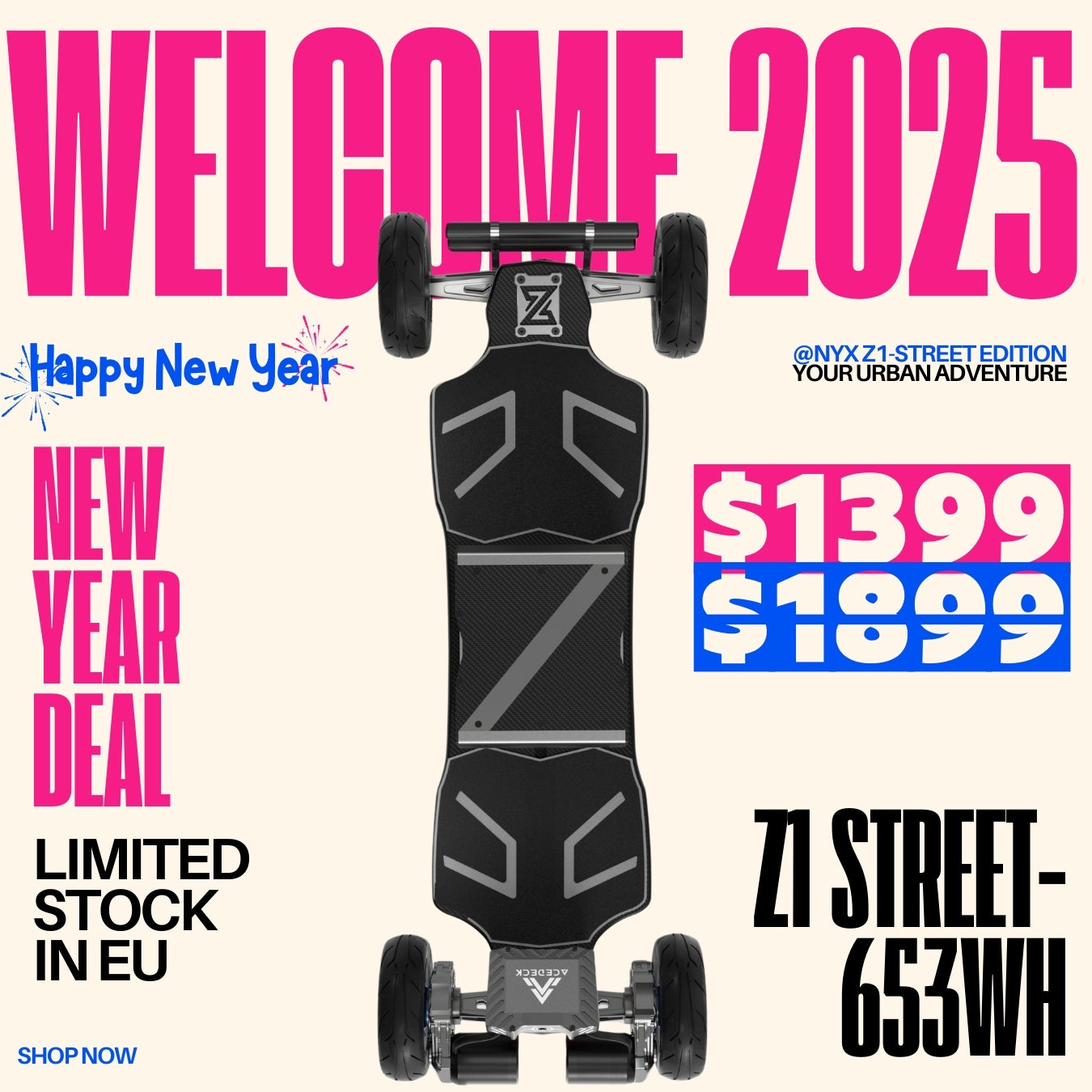 Acedeck® Nyx Z1 Off-road Electric Skateboard Street Edition-Clearance Sale