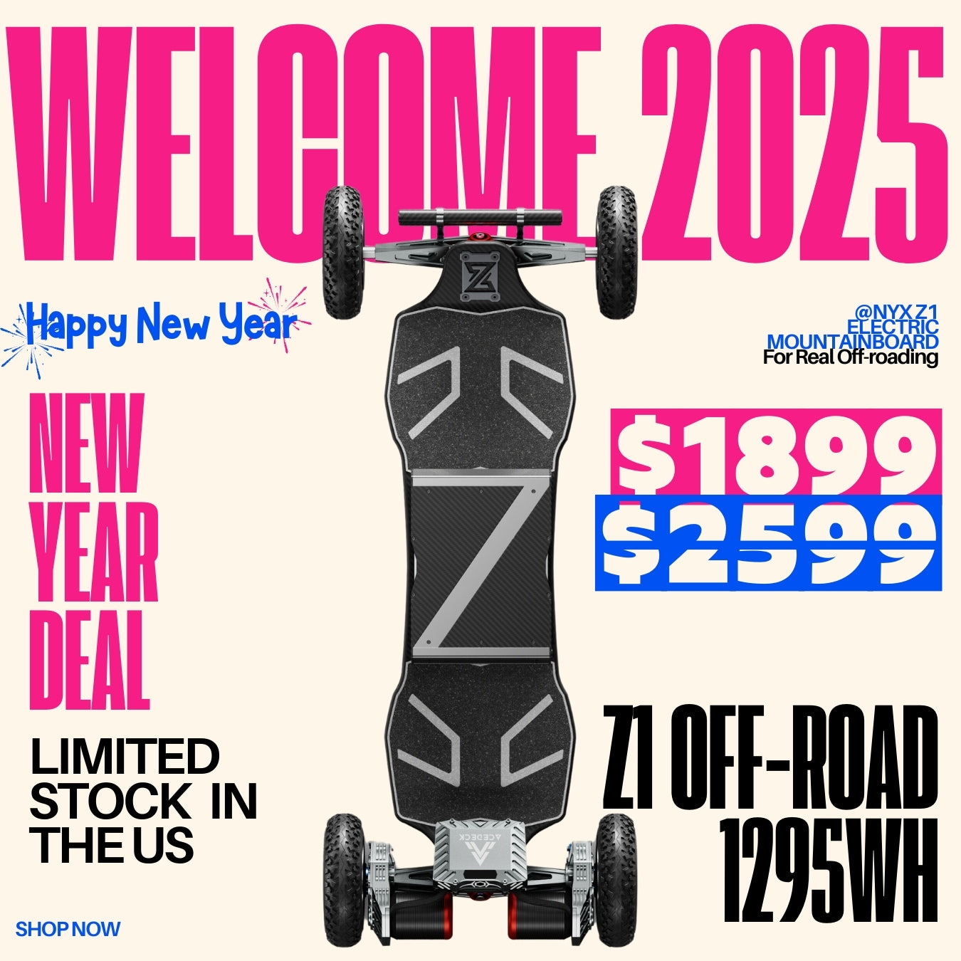 Acedeck® Nyx Z1 Off-road Electric Skateboard-Clearance Sale