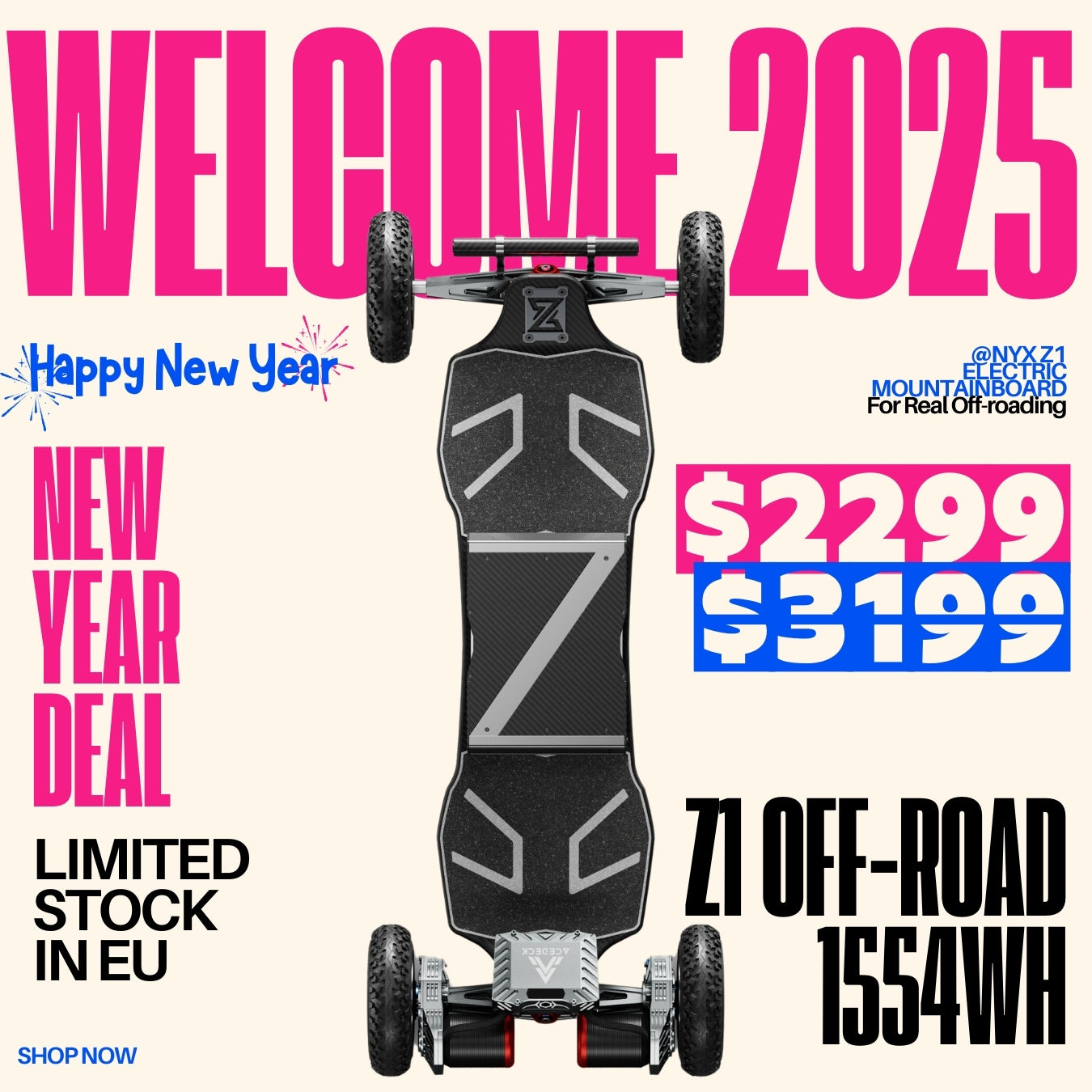 Acedeck® Nyx Z1 Off-road Electric Skateboard-Clearance Sale