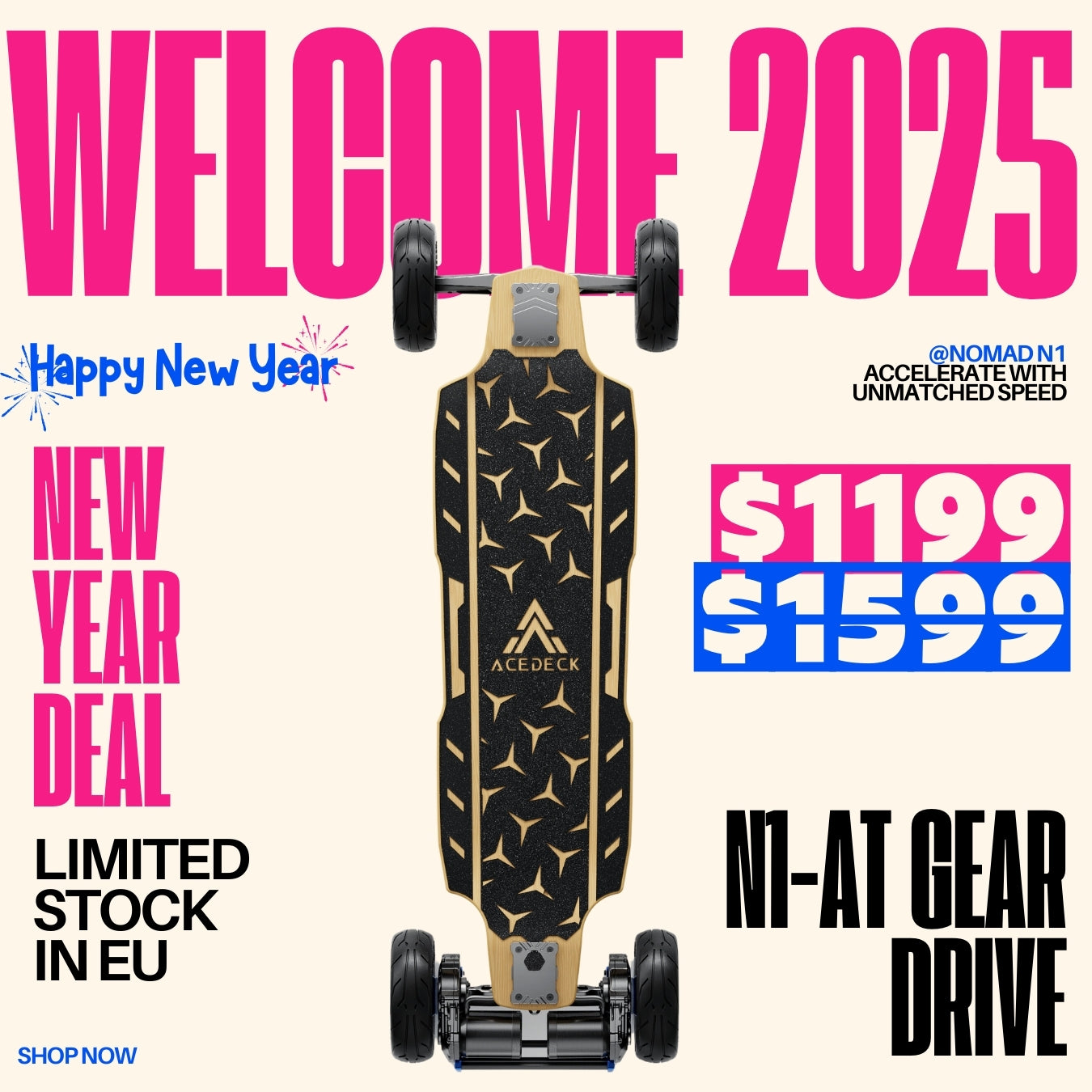 Acedeck® Nomad N1 Electric Skateboard-Clearance Sale