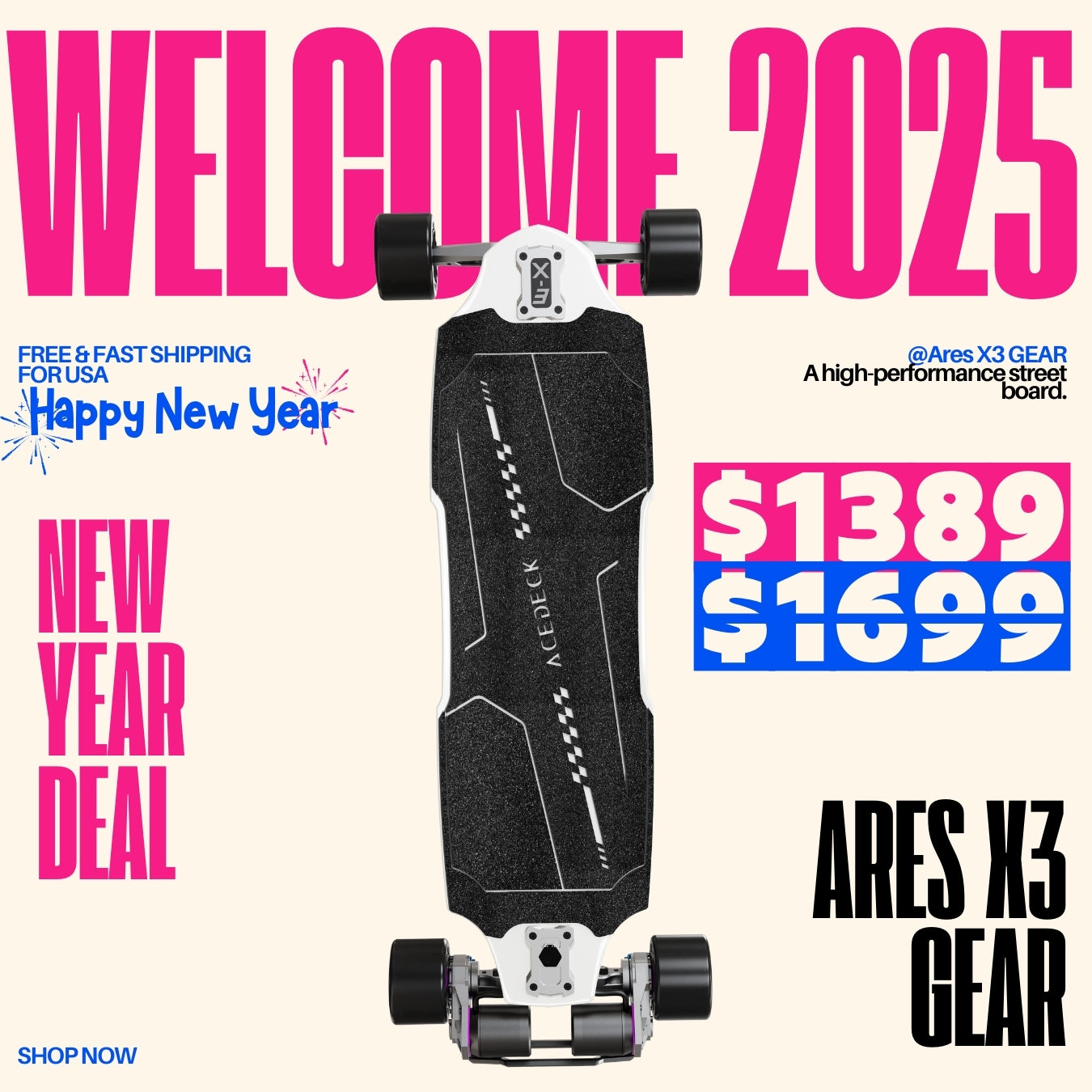 Acedeck® Ares X3 GEAR Electric Skateboard