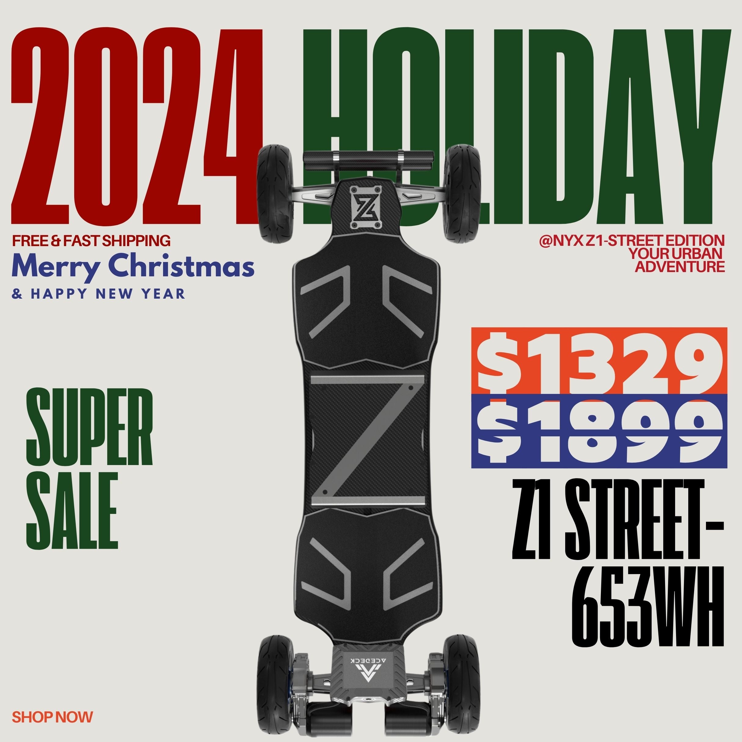 Acedeck® Nyx Z1 Off-road Electric Skateboard Street Edition-Clearance Sale