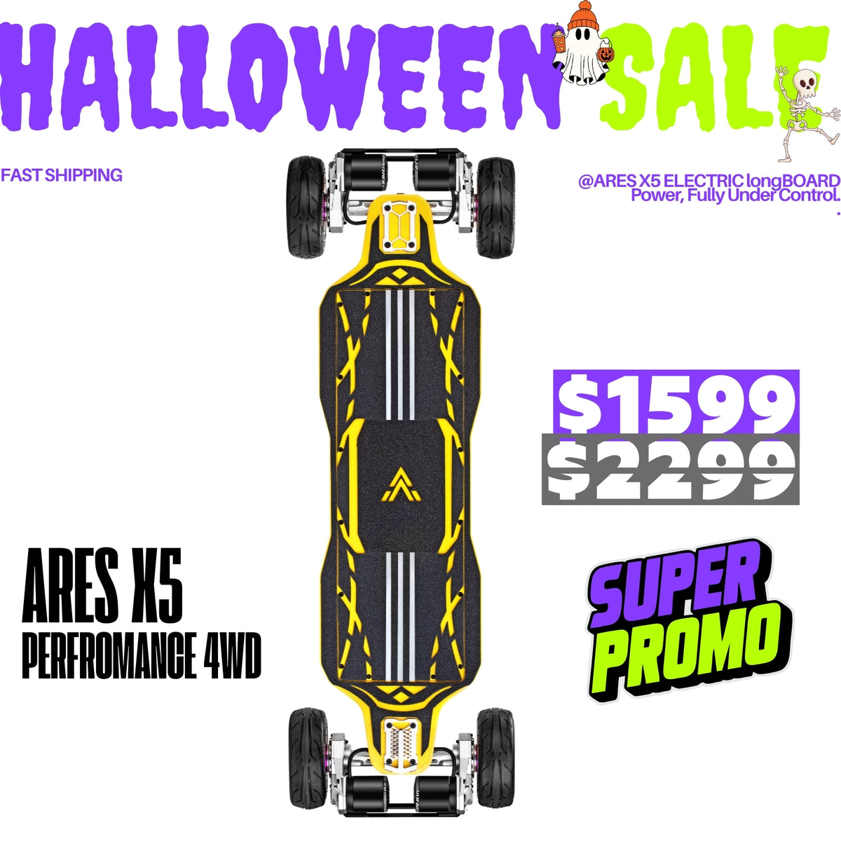 Acedeck® Ares X5 Electric Skateboard-High Performance All-terrain/ Carbon Fiber Acedeck® Electric Skateboards