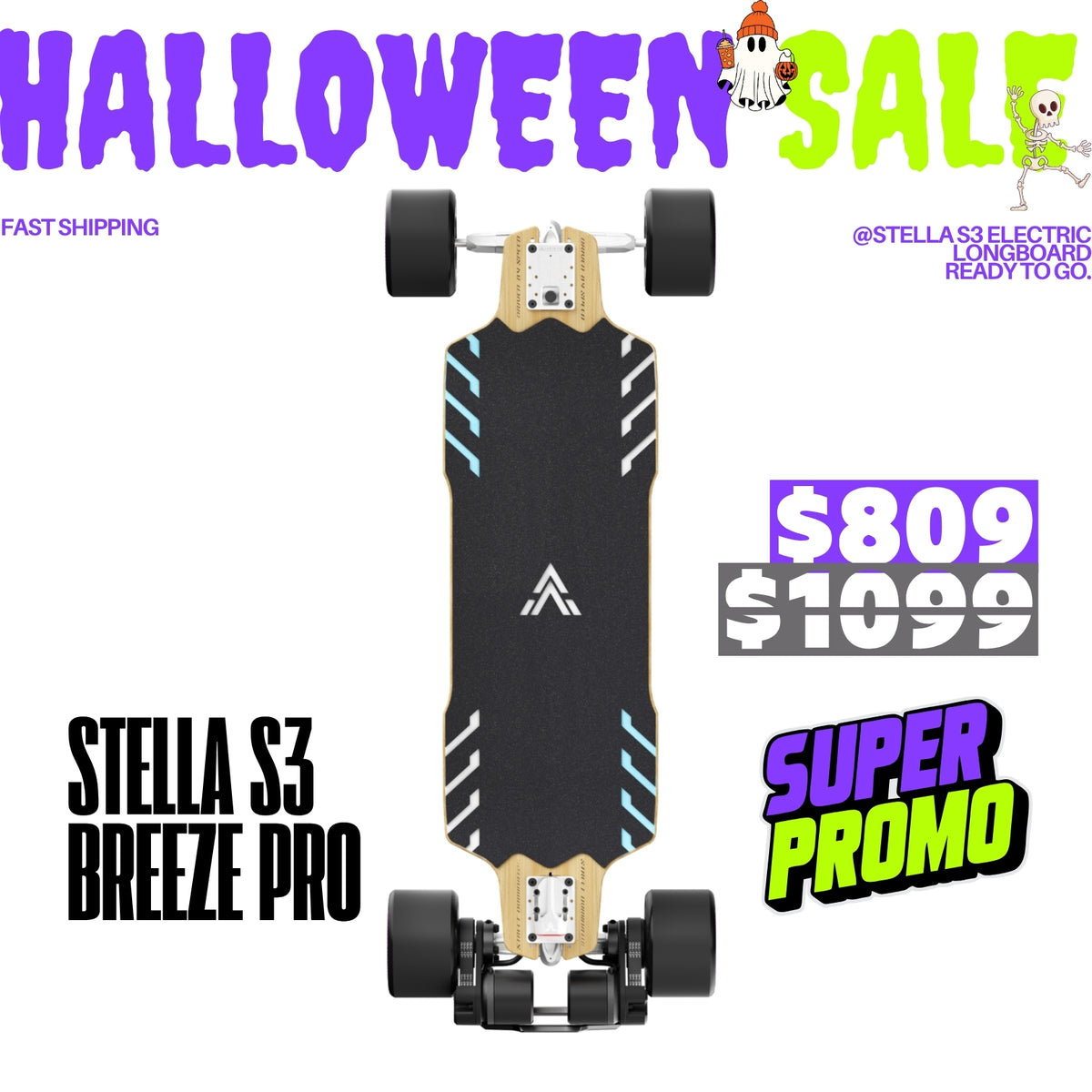 Acedeck® Stella S3 Breeze Electric Longboard-Powerful& Long Range Acedeck® Electric Skateboards