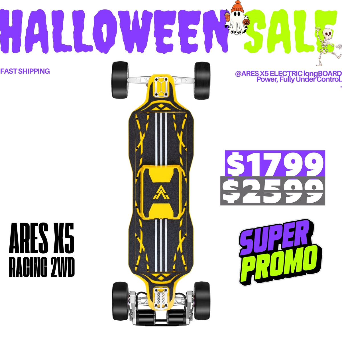 Acedeck® Ares X5 Electric Skateboard-High Performance All-terrain/ Carbon Fiber Acedeck® Electric Skateboards
