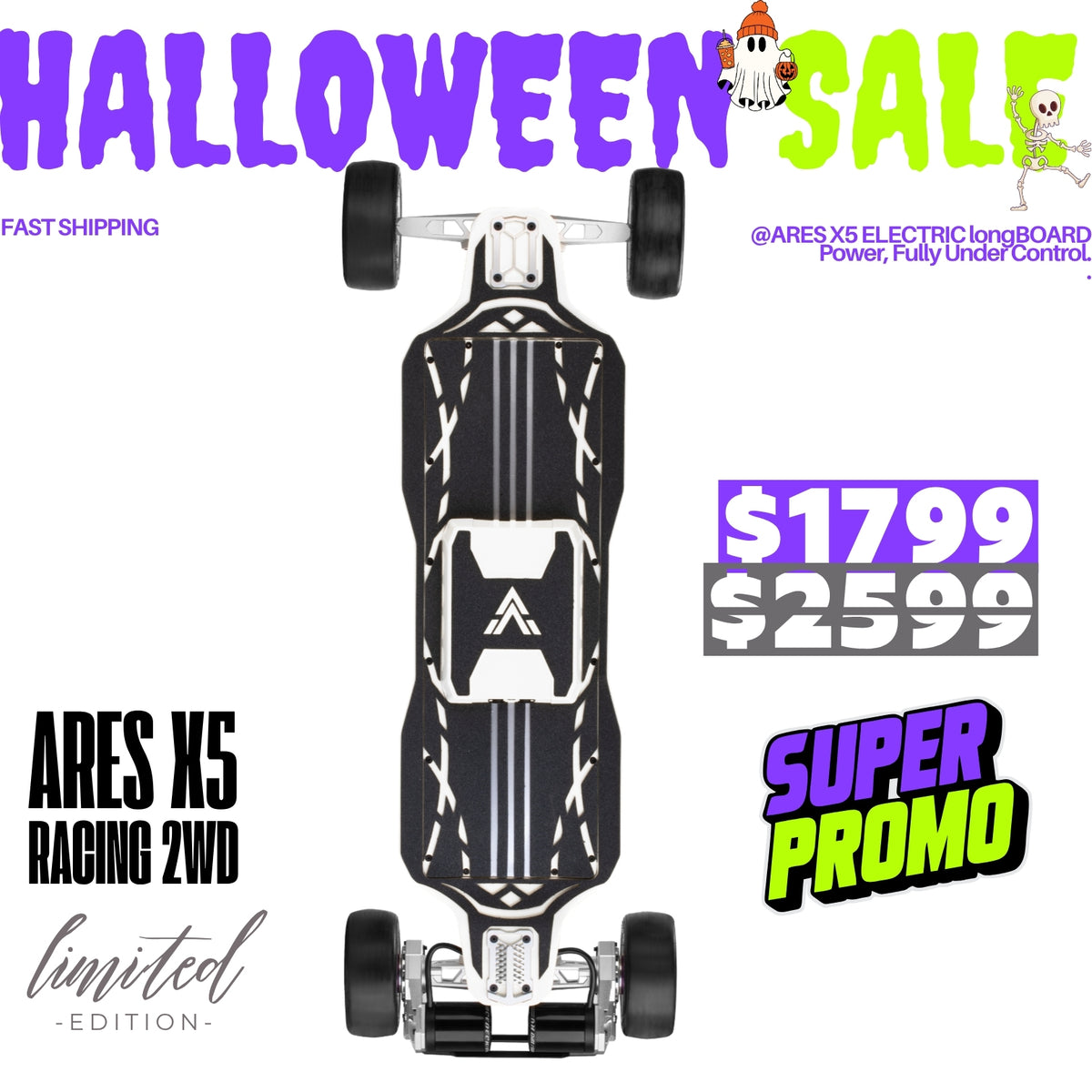 Acedeck® Ares X5 Electric Skateboard-High Performance All-terrain/ Carbon Fiber Acedeck® Electric Skateboards