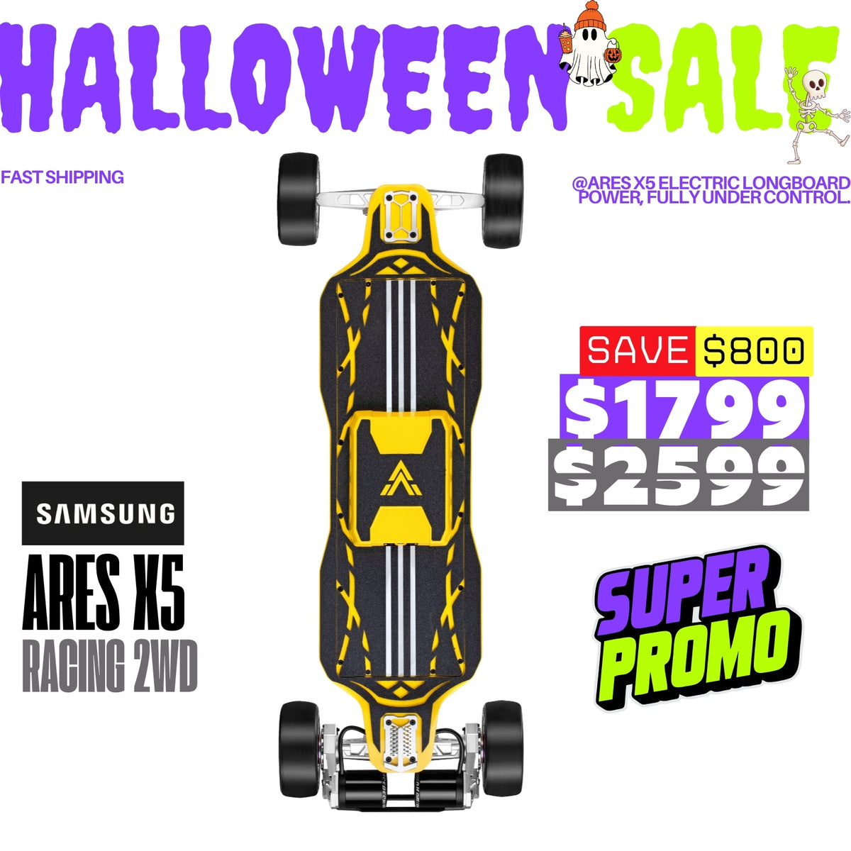 Acedeck® Ares X5 Electric Skateboard-High Performance All-terrain/ Carbon Fiber Acedeck® Electric Skateboards