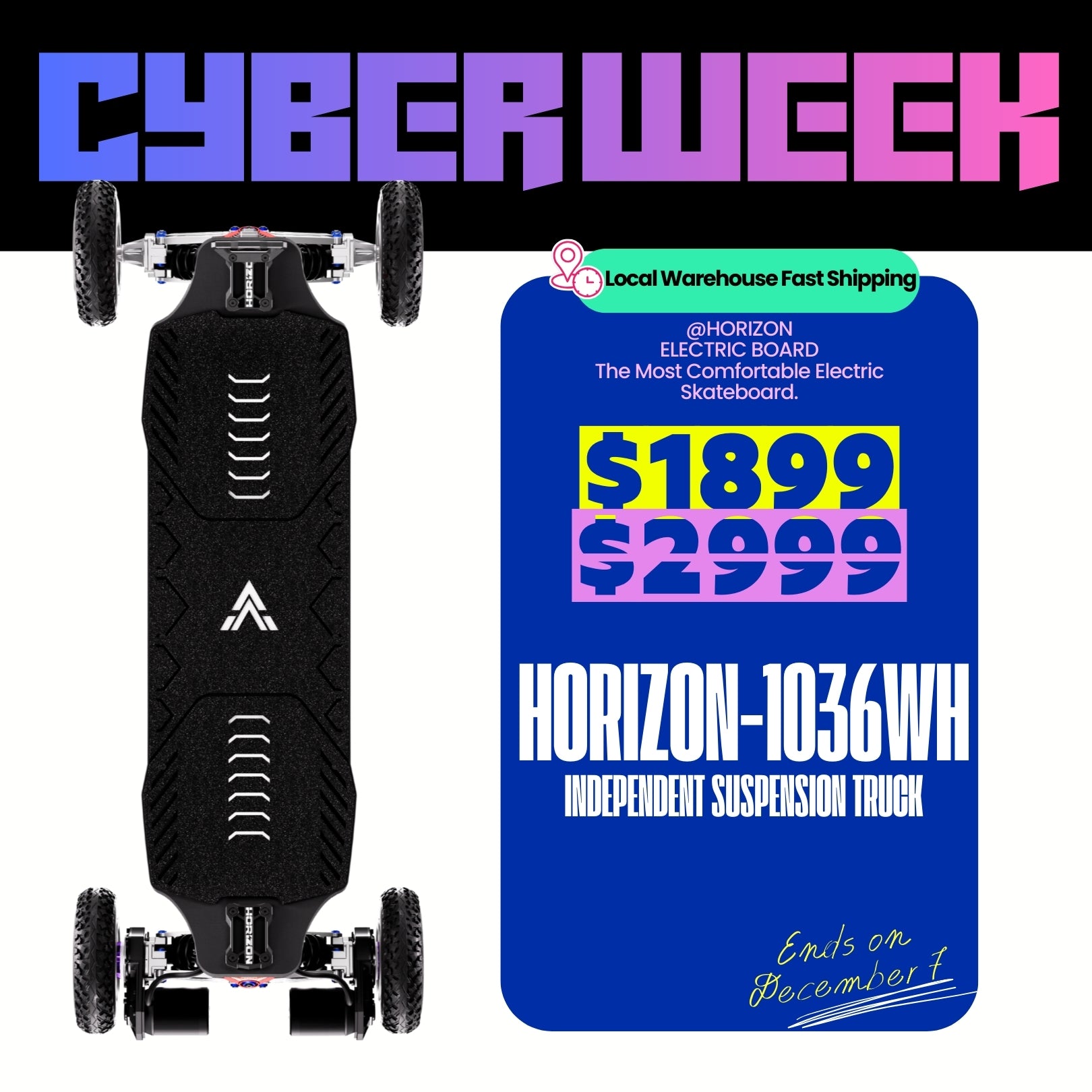 Acedeck® Horizon Electric Skateboard-Limited-Quantity Offer!