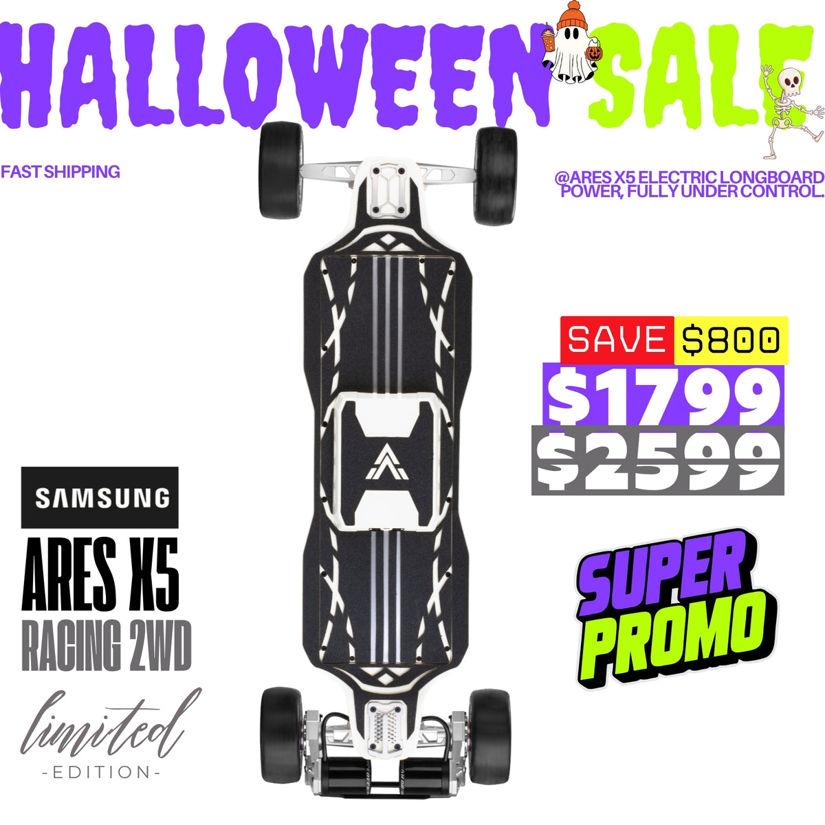Acedeck® Ares X5 Electric Skateboard-High Performance All-terrain/ Carbon Fiber Acedeck® Electric Skateboards
