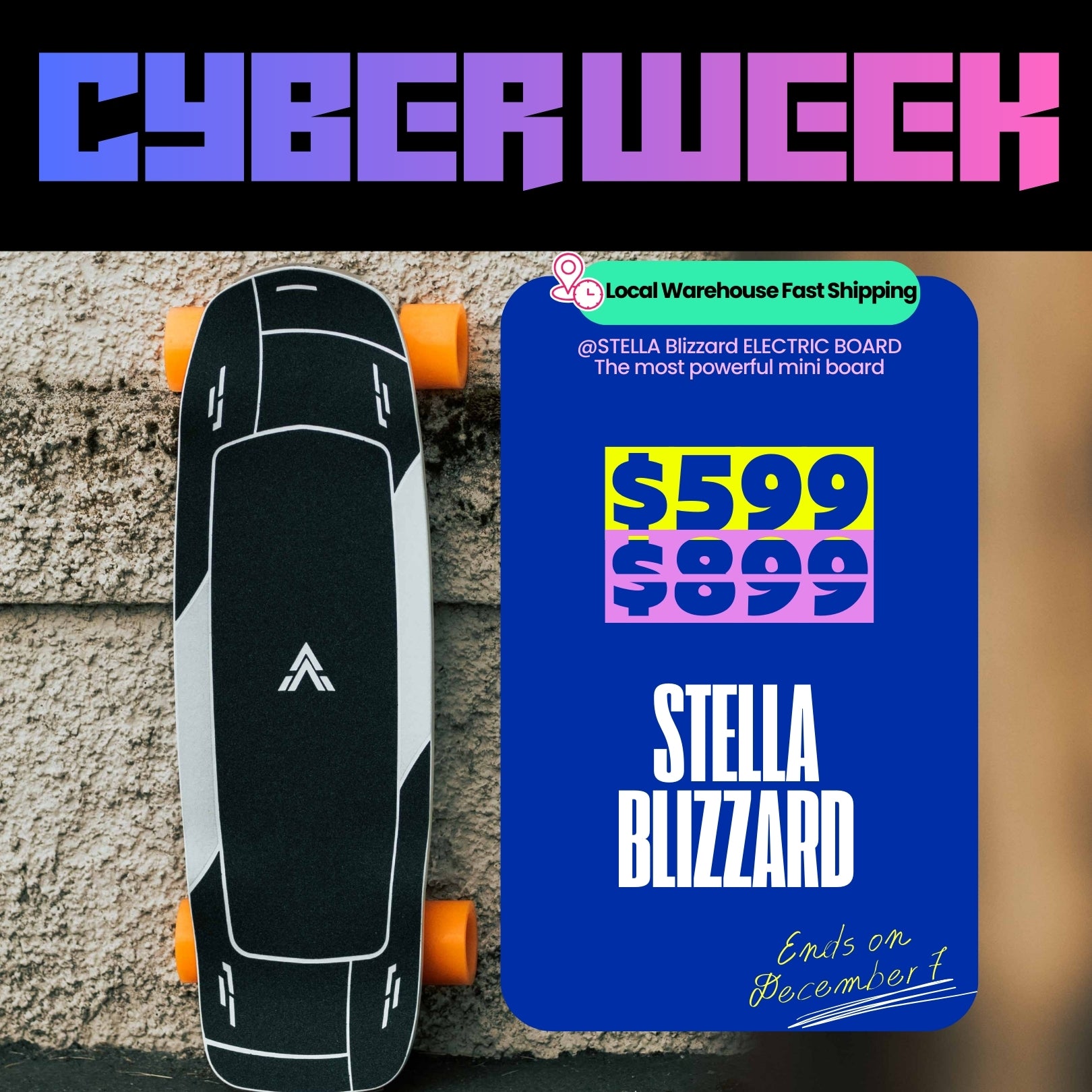 Acedeck® Stella Blizzard-Most Powerful Portable Electric Skateboard & Shortboard