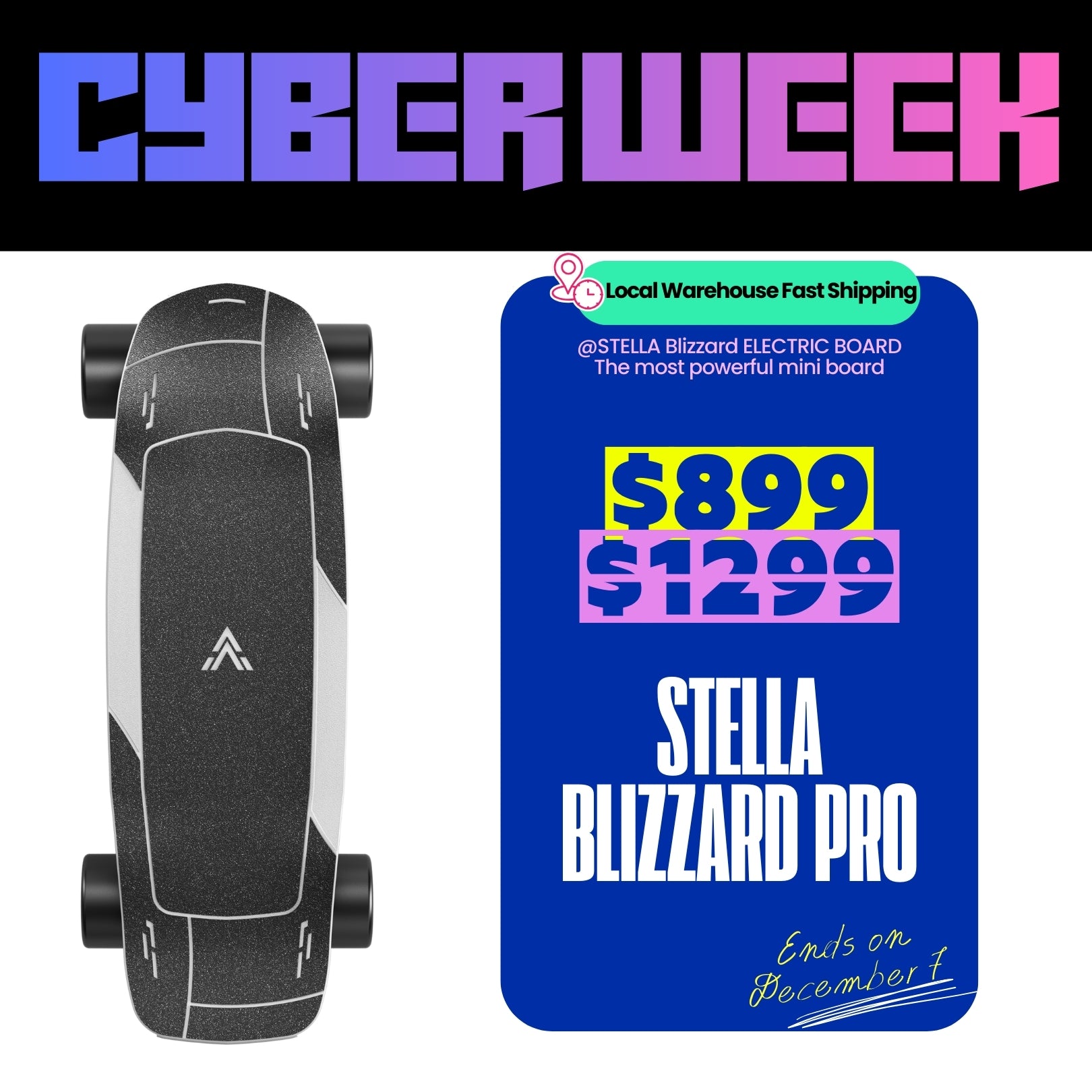 Acedeck® Stella Blizzard-Most Powerful Portable Electric Skateboard &