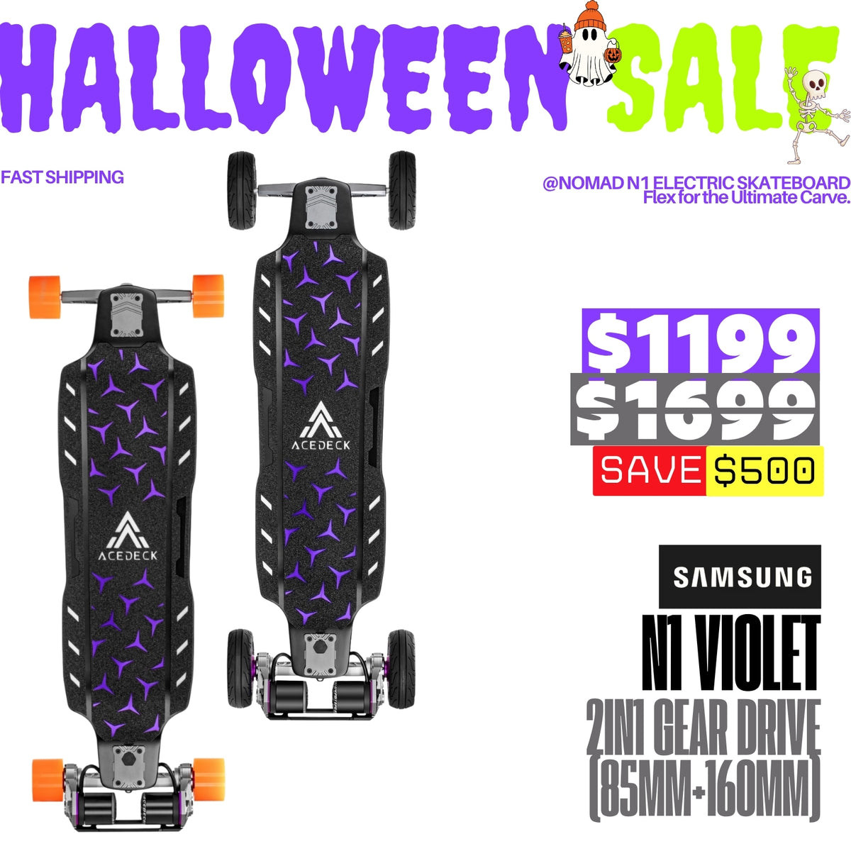 Acedeck® Nomad N1 Electric Skateboard-Best DKP All-terrain Electric Skateboard Acedeck® Electric Skateboards