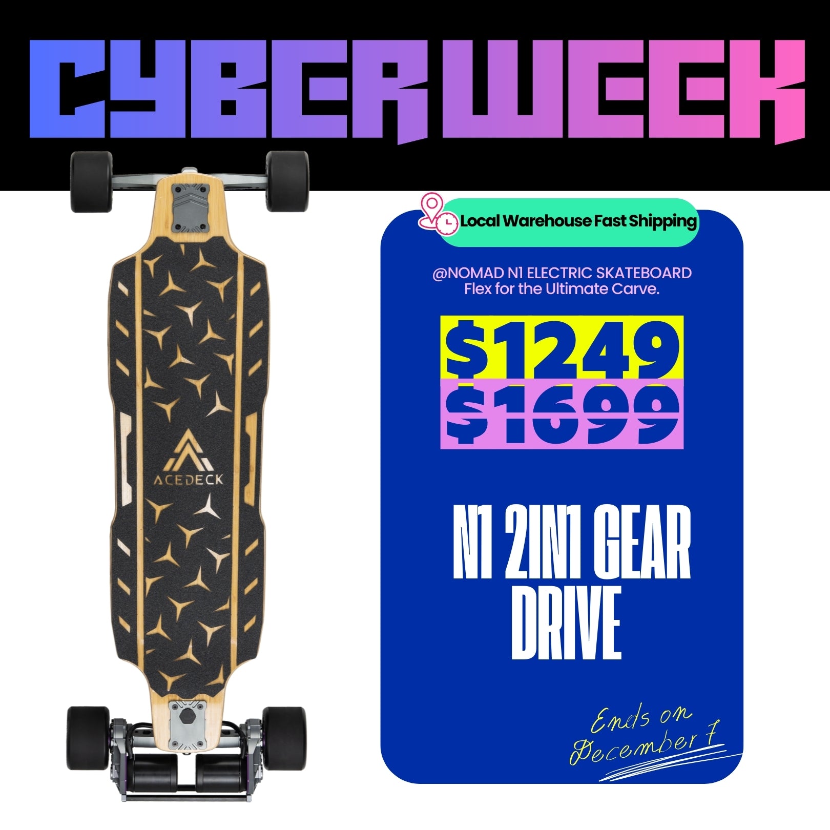 Acedeck® Nomad N1 Electric Skateboard