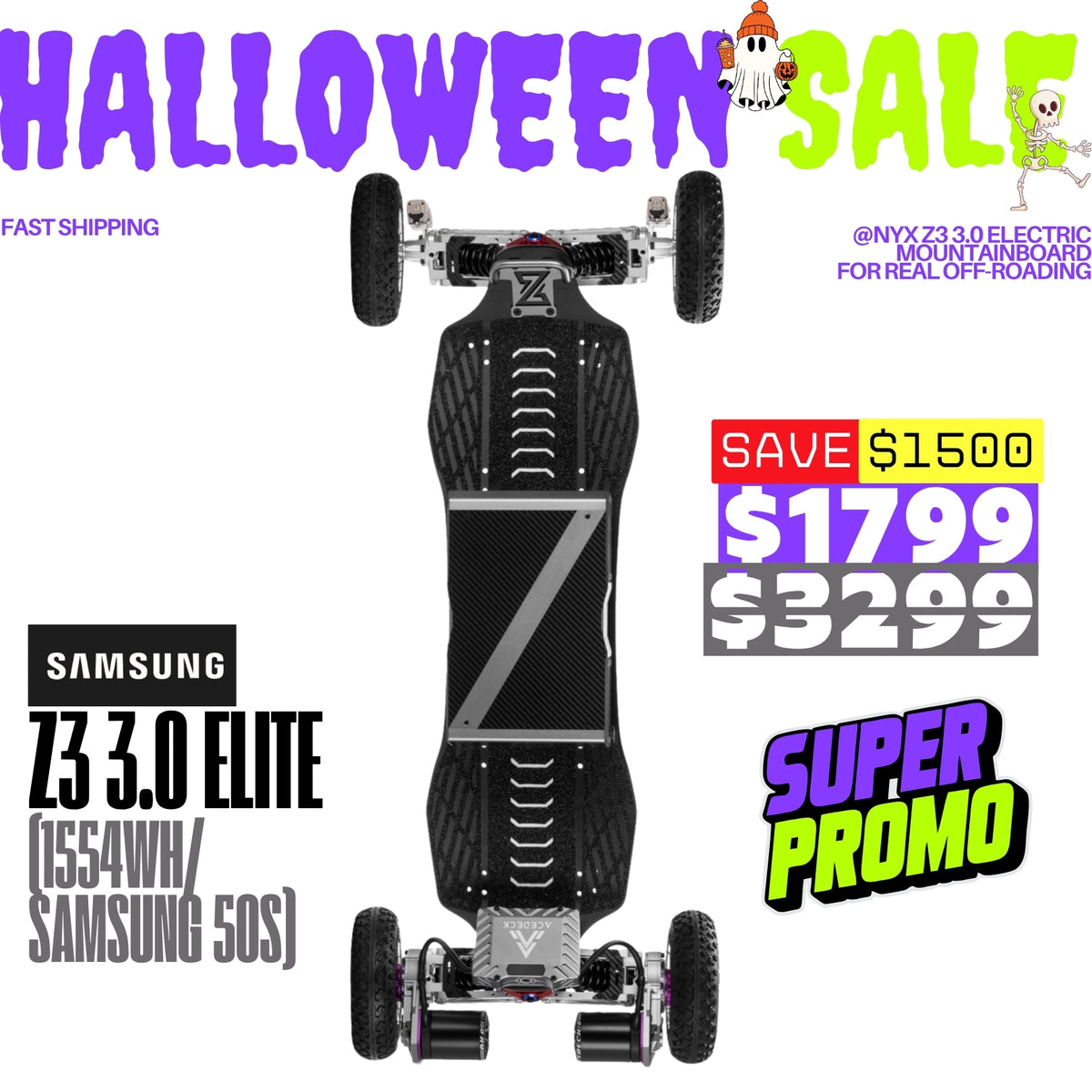 Acedeck® Nyx Z3 Off-road Electric Skateboard 3.0-Best off-road electric skateboard Acedeck® Electric Skateboards