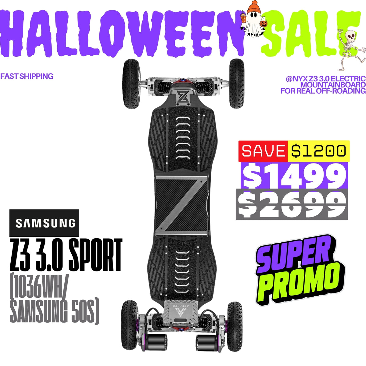 Acedeck® Nyx Z3 Off-road Electric Skateboard 3.0-Best off-road electric skateboard Acedeck® Electric Skateboards