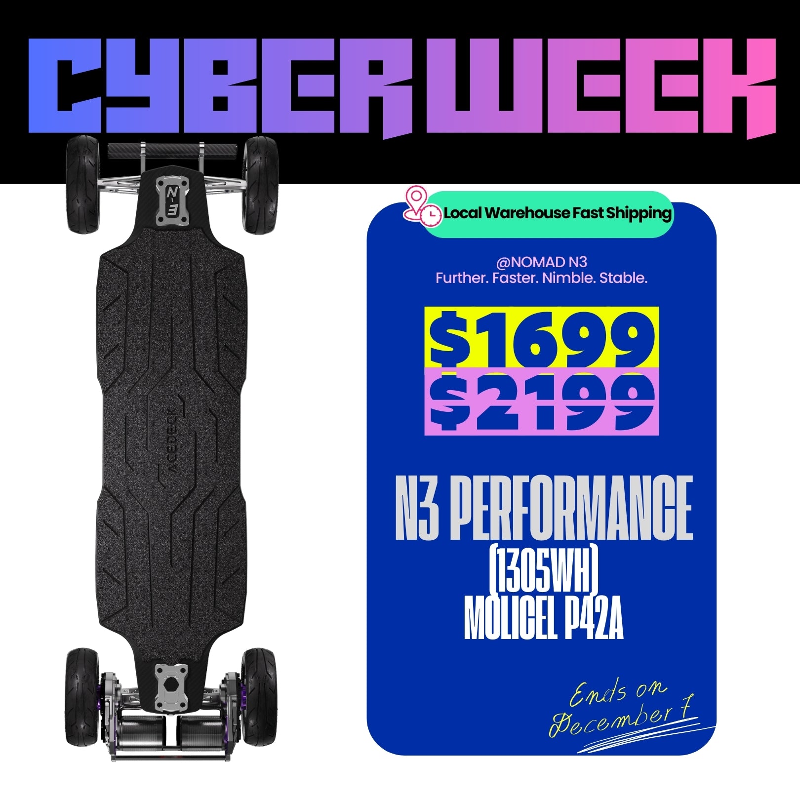 Acedeck® Nomad N3 Electric Skateboard