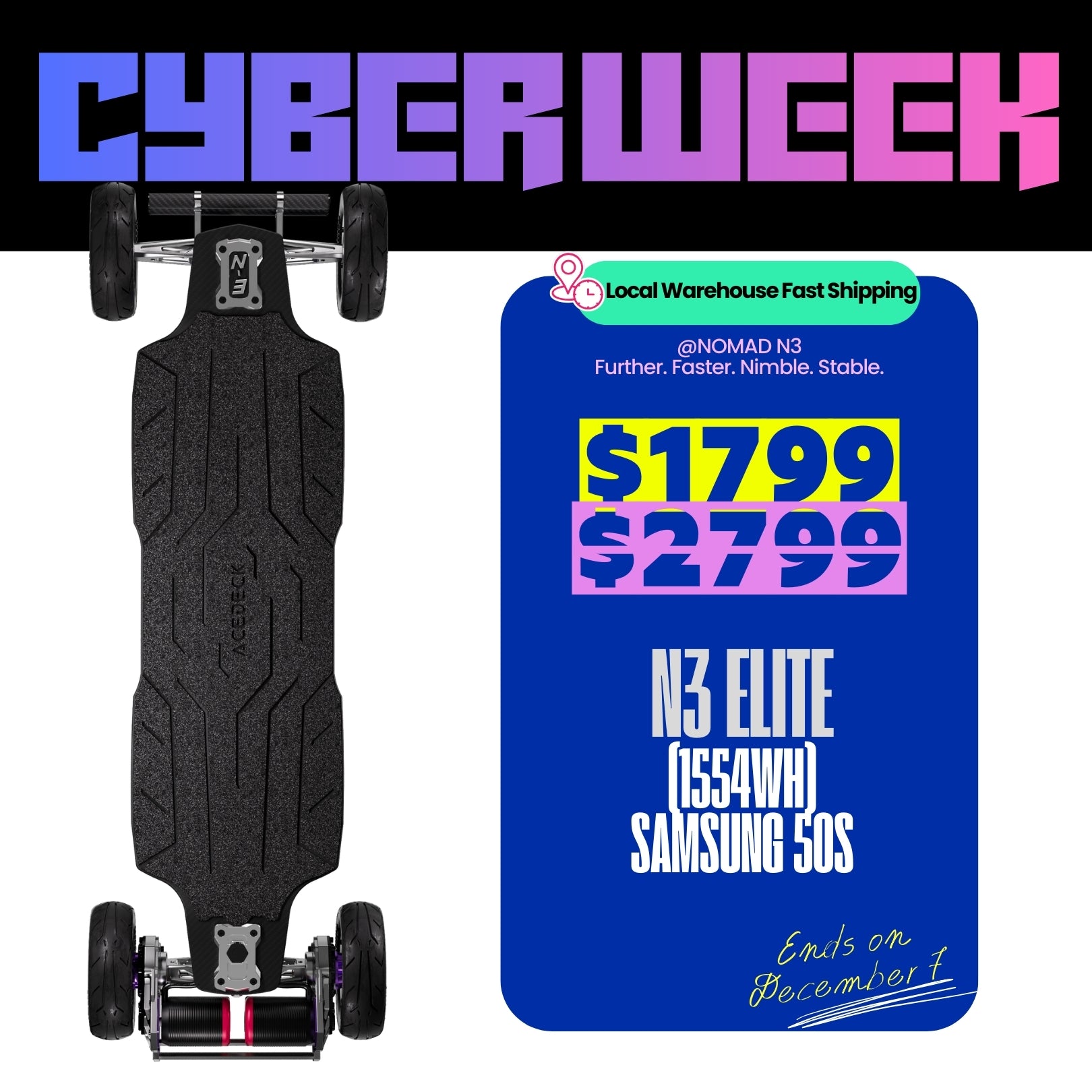 Acedeck® Nomad N3 Electric Skateboard