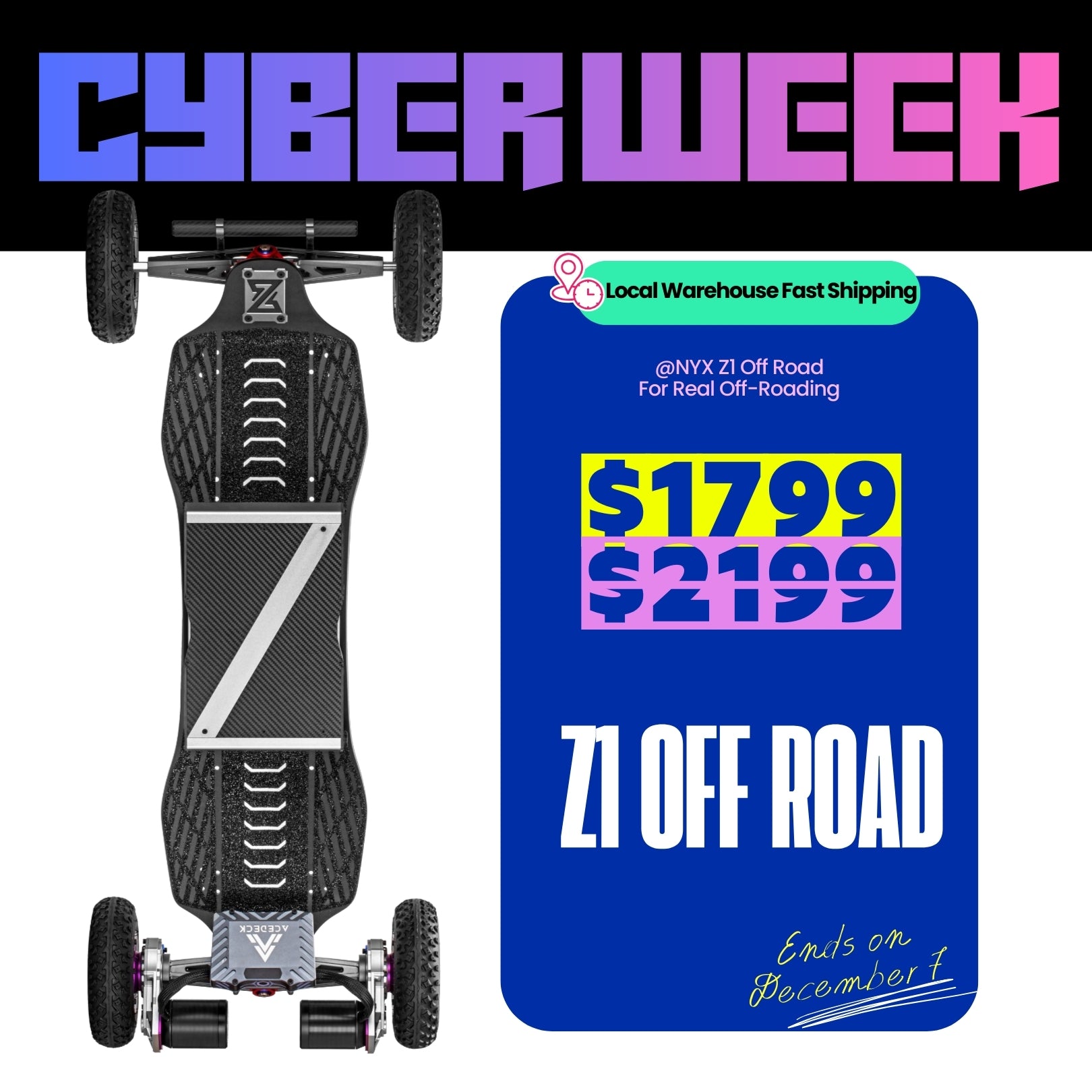 Acedeck® Nyx Z1 Electric Skateboard-2025 NEW