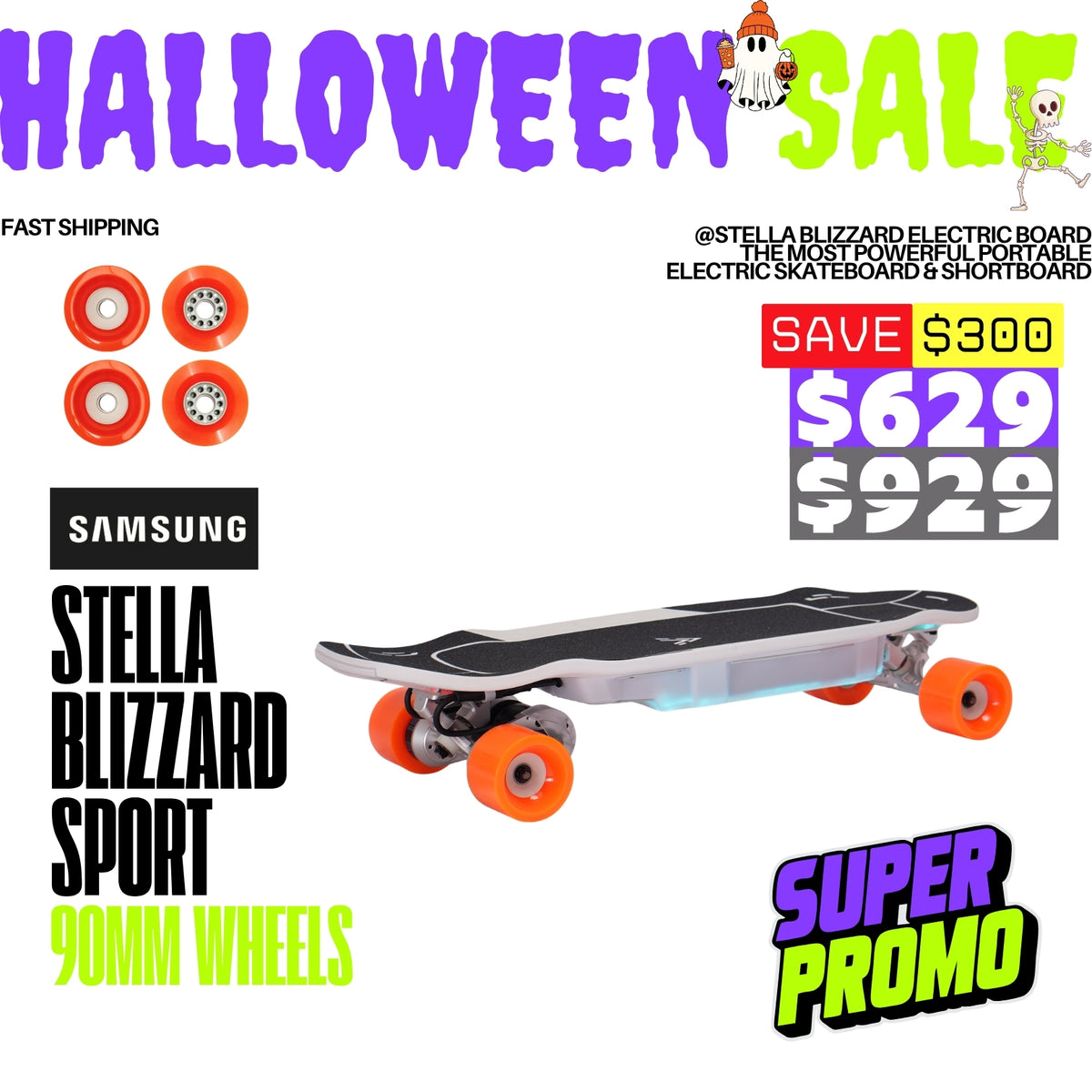 Acedeck® Stella Blizzard-Most Powerful Portable Electric Skateboard & Shortboard Acedeck® Electric Skateboards