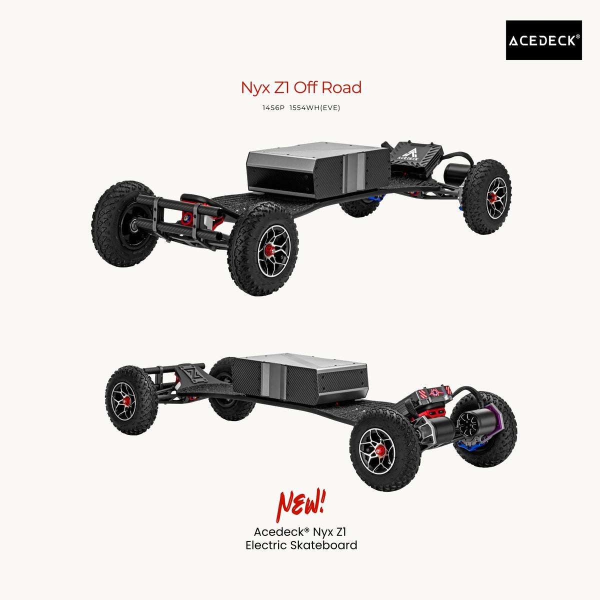 Acedeck® Nyx Z1 Electric Skateboard 3.0-Best Off Road Electric Skateboard Acedeck® Electric Skateboards