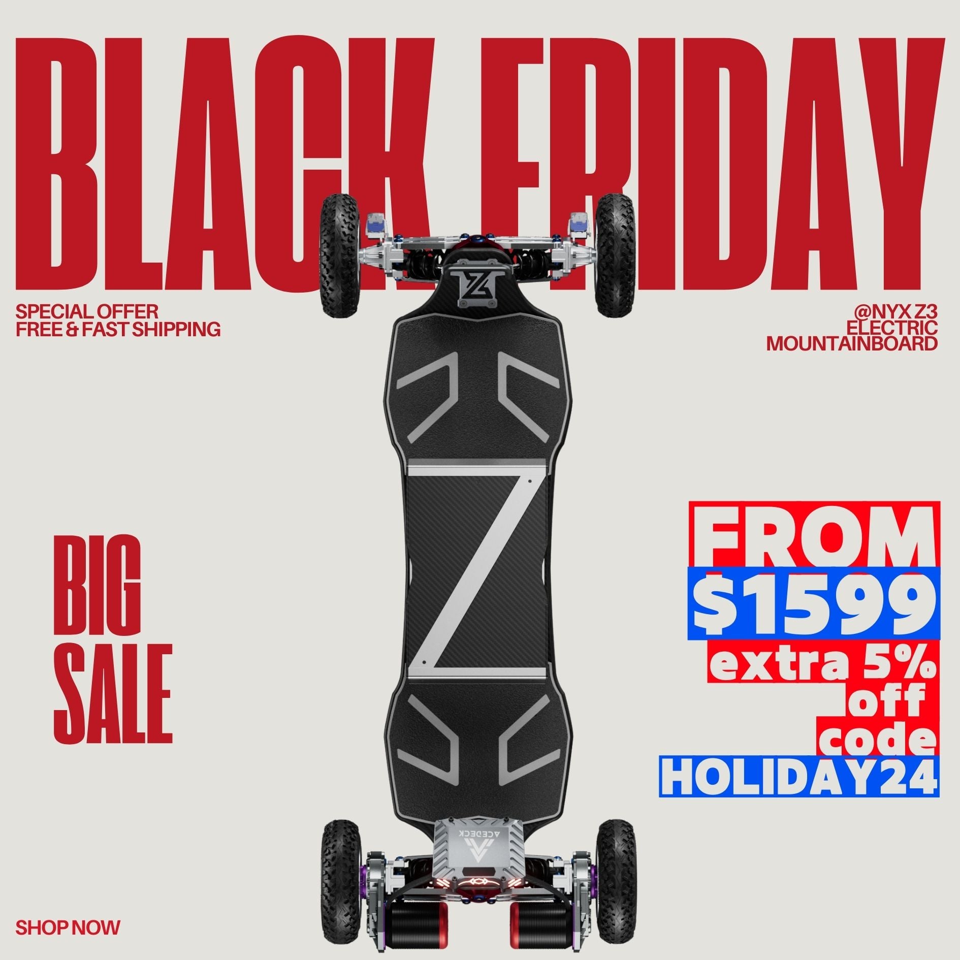 Acedeck® Nyx Z3 Off-road Electric Skateboard-Exclusive Member Sale