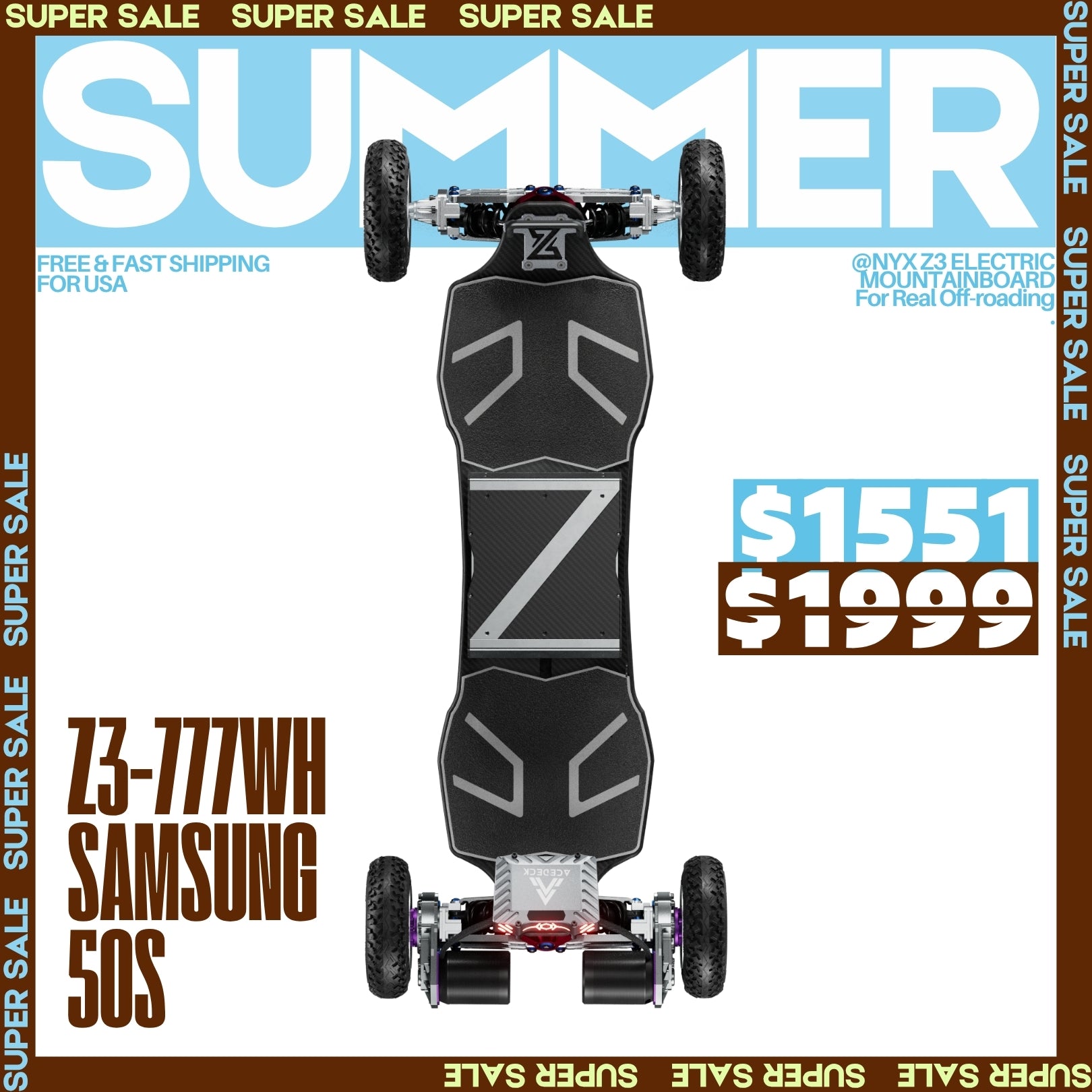 Acedeck® Nyx Z3 Off-road Electric Skateboard-Exclusive Member Sale