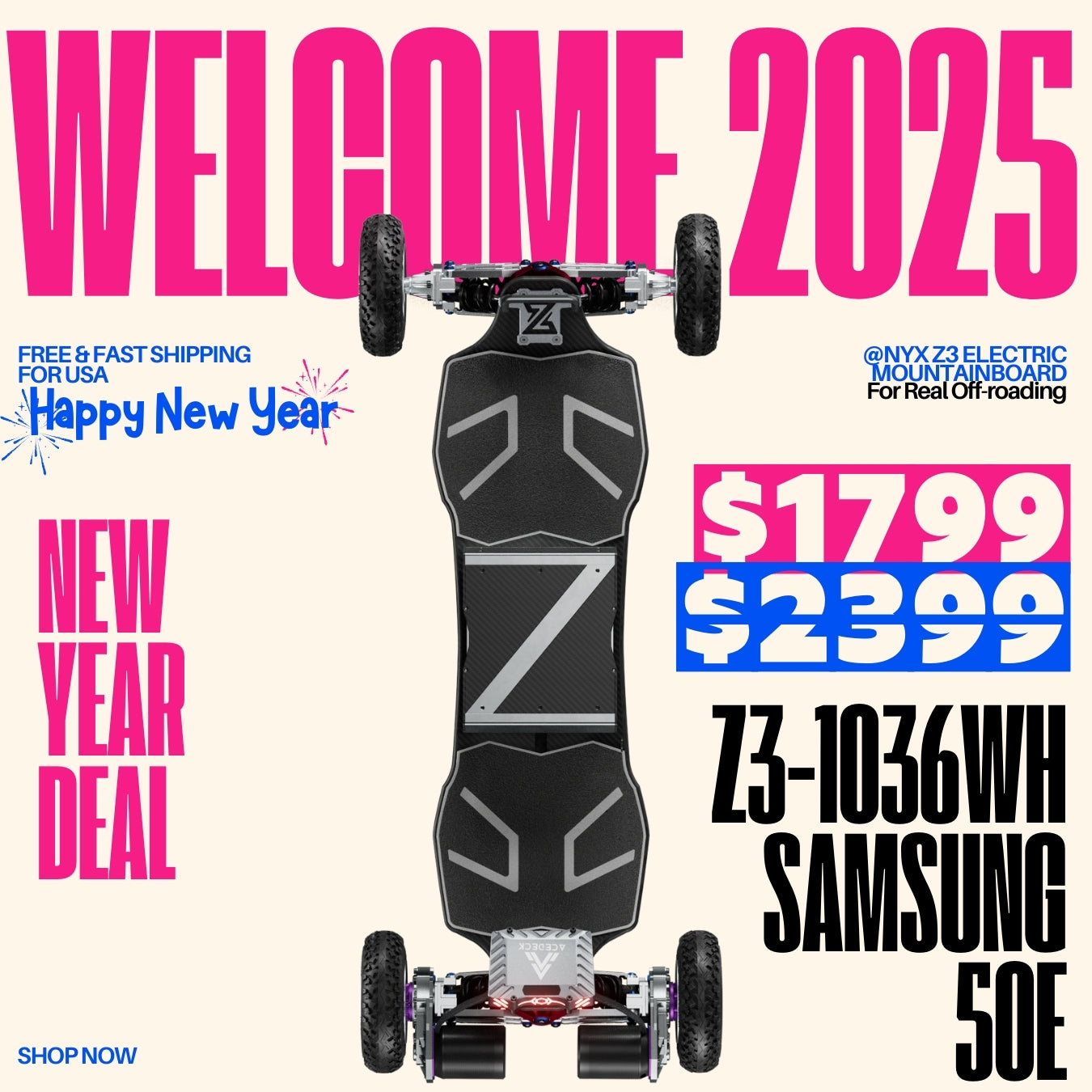 Acedeck® Nyx Z3 Off-road Electric Skateboard-Exclusive Member Sale