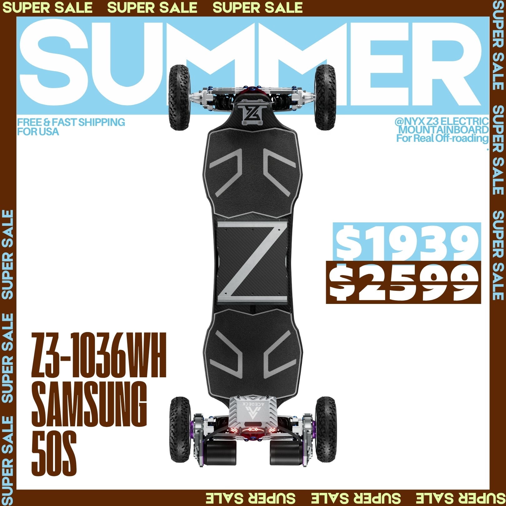 Acedeck® Nyx Z3 Off-road Electric Skateboard-Exclusive Member Sale